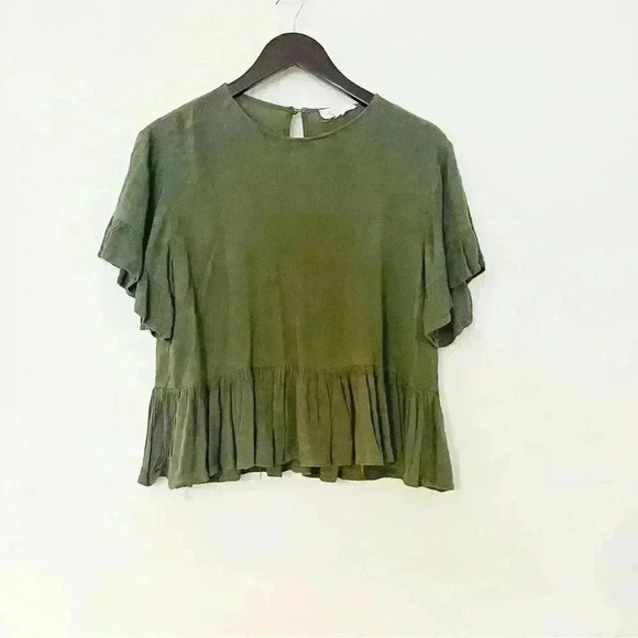 Altar'd State Tops - Fashion on Earth Green Cotton Peplum Top